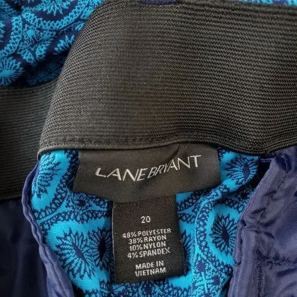 Lane Bryant Ashley Crop Pants Curvy Blue Teal‎ Jacquard Stretch 20 - Picture 4 of 12